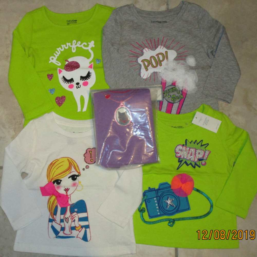 NWT Baby Gap Girls 5pc Lot Tops Pajamas 12-18M